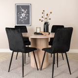 Kulatý jídelní stůl Bianca - White Wash / Černá dýha + židle Windu Lyx - Black / Black Velvet_4