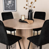 Kulatý jídelní stůl Bianca - White Wash / Černá dýha + židle Windu Lyx - Black / Black Velvet_4