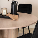 Kulatý jídelní stůl Bianca - White Wash / Černá dýha + židle Windu Lyx - Black / Black Velvet_4