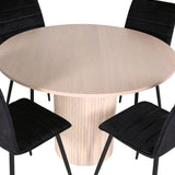 Kulatý jídelní stůl Bianca - White Wash / Černá dýha + židle Windu Lyx - Black / Black Velvet_4