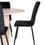 Kulatý jídelní stůl Bianca - White Wash / Černá dýha + židle Windu Lyx - Black / Black Velvet_4
