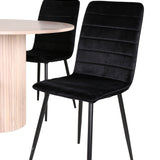 Kulatý jídelní stůl Bianca - White Wash / Černá dýha + židle Windu Lyx - Black / Black Velvet_4