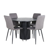 Kulatý jídelní stůl Bianca - černá / černá dýha + židle Windu Lyx - černá / šedá mikrovlákno_4