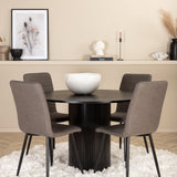 Kulatý jídelní stůl Bianca - černá / černá dýha + židle Windu Lyx - černá / šedá mikrovlákno_4