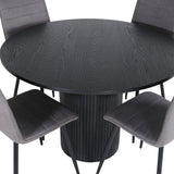 Kulatý jídelní stůl Bianca - černá / černá dýha + židle Windu Lyx - černá / šedá mikrovlákno_4