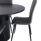 Kulatý jídelní stůl Bianca - černá / černá dýha + židle Windu Lyx - černá / šedá mikrovlákno_4