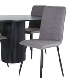 Kulatý jídelní stůl Bianca - černá / černá dýha + židle Windu Lyx - černá / šedá mikrovlákno_4