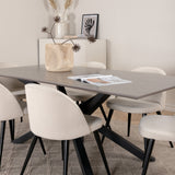 Jídelní stůl Piazza – černá / šedá dýha + sametová jídelní židle manšestrová – béžová / černá_6