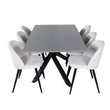 Jídelní stůl Piazza – černá / šedá dýha + sametová jídelní židle manšestrová – béžová / černá_6