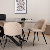 Jídelní stůl Piazza – černá/šedá dýha+židle sametové stehy – černá/béžová Velvet_6