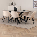 Jídelní stůl Piazza – černá/šedá dýha+židle sametové stehy – černá/béžová Velvet_6