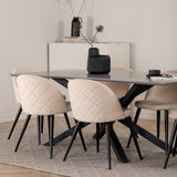 Jídelní stůl Piazza – černá/šedá dýha+židle sametové stehy – černá/béžová Velvet_6