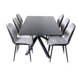 Jídelní stůl Piazza - černá / černá dýha + židle Emma - černá / černá a světle šedá Černý samet vzadu Šedý samet vpředu_6