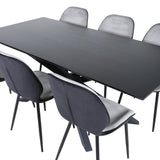 Jídelní stůl Piazza - černá / černá dýha + židle Emma - černá / černá a světle šedá Černý samet vzadu Šedý samet vpředu_6