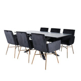 Jídelní stůl Piazza - černá / černá dýha + židle Petra - distressed měď / černý samet_6