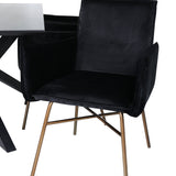 Jídelní stůl Piazza - černá / černá dýha + židle Petra - distressed měď / černý samet_6