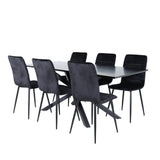 Jídelní stůl Piazza - černá / černá dýha + židle Windu Lyx - černá / černý samet_6