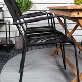 Kenya Jídelní stůl 120*70*H75 - Křeslo Teak+Lindos - Black Alu / Black Rope_4