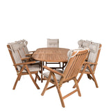 Kenya Oválný jídelní stůl 180/240*120*H75 -Teak+Keňa 5-polohová skládací židle - Teak_8