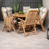 Kenya Oválný jídelní stůl 180/240*120*H75 -Teak+Keňa 5-polohová skládací židle - Teak_8