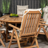 Kenya Oválný jídelní stůl 180/240*120*H75 -Teak+Keňa 5-polohová skládací židle - Teak_8