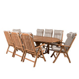 Kenya Oválný jídelní stůl 180/240*120*H75 -Teak+Keňa 5-polohová skládací židle - Teak_8