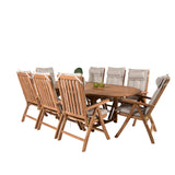 Kenya Oválný jídelní stůl 180/240*120*H75 -Teak+Keňa 5-polohová skládací židle - Teak_8