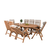 Kenya Oválný jídelní stůl 180/240*120*H75 -Teak+Keňa 5-polohová skládací židle - Teak_8