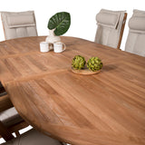Kenya Oválný jídelní stůl 180/240*120*H75 -Teak+Keňa 5-polohová skládací židle - Teak_8