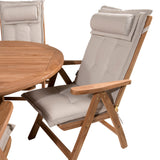 Kenya Oválný jídelní stůl 180/240*120*H75 -Teak+Keňa 5-polohová skládací židle - Teak_8