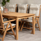 Jídelní stůl Kenya 220*100*H76 - Teak+Keňa 5-polohová skládací židle - Teak_6