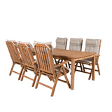Jídelní stůl Kenya 220*100*H76 - Teak+Keňa 5-polohová skládací židle - Teak_6