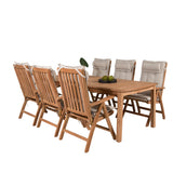 Jídelní stůl Kenya 220*100*H76 - Teak+Keňa 5-polohová skládací židle - Teak_6