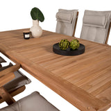 Jídelní stůl Kenya 220*100*H76 - Teak+Keňa 5-polohová skládací židle - Teak_6