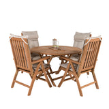 Kulatý jídelní stůl Kenya ø120cm - Teak+Keňa 5-polohová skládací židle - Teak_4