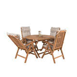 Kulatý jídelní stůl Kenya ø120cm - Teak+Keňa 5-polohová skládací židle - Teak_4