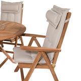 Kulatý jídelní stůl Kenya ø120cm - Teak+Keňa 5-polohová skládací židle - Teak_4