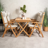 Jídelní stůl Kenya 120*70*H75 - Teak+Keňa 5místná skládací židle - Teak_4