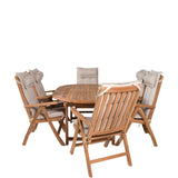 Kenya Oválný jídelní stůl 180/240*120*H75 -Teak+Keňa 5-polohová skládací židle - Teak_6