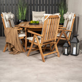 Kenya Oválný jídelní stůl 180/240*120*H75 -Teak+Keňa 5-polohová skládací židle - Teak_6