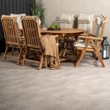 Kenya Oválný jídelní stůl 180/240*120*H75 -Teak+Keňa 5-polohová skládací židle - Teak_6