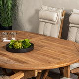 Kenya Oválný jídelní stůl 180/240*120*H75 -Teak+Keňa 5-polohová skládací židle - Teak_6
