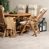 Kenya Oválný jídelní stůl 180/240*120*H75 -Teak+Keňa 5-polohová skládací židle - Teak_6