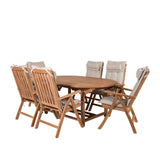 Kenya Oválný jídelní stůl 180/240*120*H75 -Teak+Keňa 5-polohová skládací židle - Teak_6