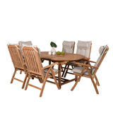 Kenya Oválný jídelní stůl 180/240*120*H75 -Teak+Keňa 5-polohová skládací židle - Teak_6