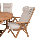 Kenya Oválný jídelní stůl 180/240*120*H75 -Teak+Keňa 5-polohová skládací židle - Teak_6