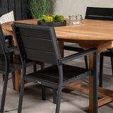 Kenya Oval Jing Table 180/240*120*H75 -Teak+Levels Židle (stohovatelné) - Black Alu / Black Aintwood_6