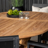 Kenya Oval Jing Table 180/240*120*H75 -Teak+Levels Židle (stohovatelné) - Black Alu / Black Aintwood_6