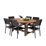 Kenya Oval Jing Table 180/240*120*H75 -Teak+Levels Židle (stohovatelné) - Black Alu / Black Aintwood_6