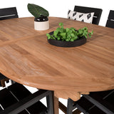Kenya Oval Jing Table 180/240*120*H75 -Teak+Levels Židle (stohovatelné) - Black Alu / Black Aintwood_6